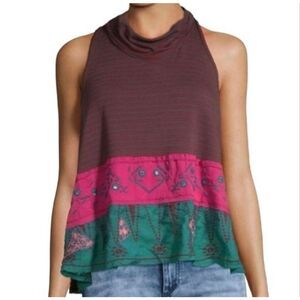 Free People We The Free North South Tank Women’s Large Cowl Neck Embellished